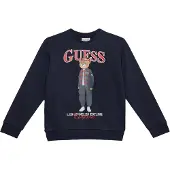 GUESS Sudadera azul noche / marrón / rojo oscuro / blanco