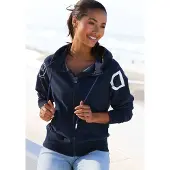 Elbsand Sudadera con cremallera azul noche / blanco