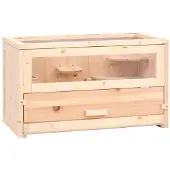 vidaXL Jaula para hámster, 60x30x35 cm, madera maciza de abeto