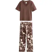 Next Pijama marrón / blanco