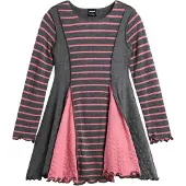 Desigual , Vestido evasé rayas, NiñOs, Viscosa, Negro, 11/12