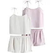The Set Pijama de pantalón corto crema / rosa pastel