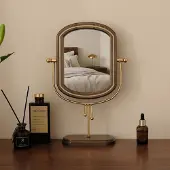 Merkloos Espejo de mesa ovalado con base, ideal para maquillaje