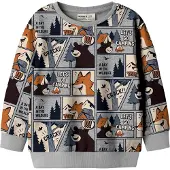 Name it Sudadera 'NMMOSWALDY' crema / cognac / marrón oscuro / gris
