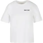 Miss Tee Camiseta 'Take It Easy' naranja / eosin / negro / blanco