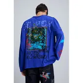 Desigual , Camiseta Manga Larga, Hombre, Algodon, Azul, L