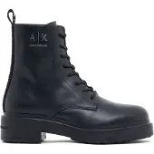 Armani Exchange para mujer. XW003090AF11912MZ715 Botines de piel con cordones y cremallera lateral negro (38), Plano, Casual, A|X Armani