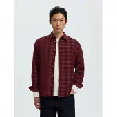 Selected Camisa 'SLMCLAUS-PAU' rojo vino / blanco