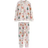 Next Pijama largo crema / umbra / verde / rojo