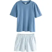 Next Pijama de pantalón corto ópalo / azul pastel / gris