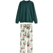 Next Pijama largo crema / amarillo / verde oscuro / rojo