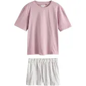 Next Pijama de pantalón corto gris oscuro / lila / blanco