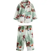 Next Pijama marrón / verde / rojo / blanco