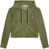 Juicy Couture Sudadera con cremallera 'MADISON' oliva / transparente