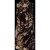 Desigual , Vestido flores terciopelo, Mujer, Negro, L
