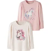 Name it Camiseta 'NMFKIMIA' beige / azul claro / magenta / rosé
