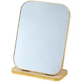 Merkloos Espejo de maquillaje plegable dorado para uso doméstico