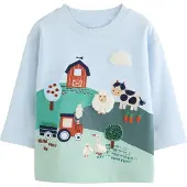 Next Camiseta azul claro / verde pastel / negro