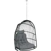 Outsunny Silla colgante , cesta colgante con cojín, mimbre sintético, sillón oscilante