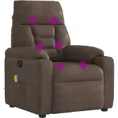 Syfax Sillón reclinable de masaje tela de microfibra marrón