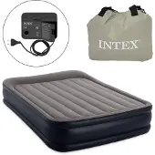 Intex 64136ND, Colchón inflable DuraBeam Deluxe con almohada, tamaño Queen, 152x203x42 cm, incluye bomba y bolsa de transporte