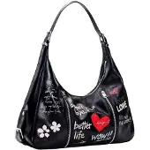 Desigual , Bolso Mensaje Grande, Poliamida, Negro, U
