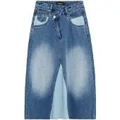 Desigual , falda midi vaquera combinada, Mujer, Algodon, Azul, S