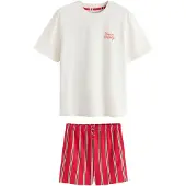 Next Pijama corto 'Happy Holidays' verde / rojo / blanco