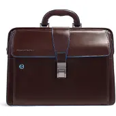 Piquadro Blue Square Maletín de médico Piel natural 36 cm marrón