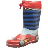 Playshoes Botas de lluvia 'Rennwagen' azul / rojo / blanco