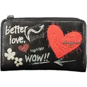 Desigual , Monedero Bordado Mediano, Mujer, Poliuretano, Negro, U