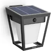 Philips , Lámpara de pared Nissa, 1.8W, Negra, Plástico, IP44, Clase III, Iluminación moderna, Ideal para jardín, Terraza