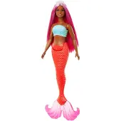 Barbie Muñeca Sirena Con Cabello Magenta Y Blanco
