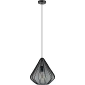 Eglo Lámpara colgante Dolwen, negra, Ø 33,5 cm, tela