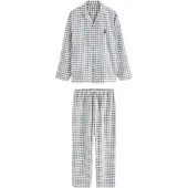 Next Pijama largo gris / gris moteado / blanco
