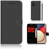 Lux-Case Funda abatible espejo Samsung Galaxy A02s - Negro