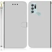 Lux-Case Funda abatible Espejo Motorola Moto G60s - Plata