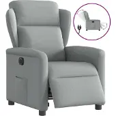 Syfax Sillón reclinable eléctrico tela gris claro