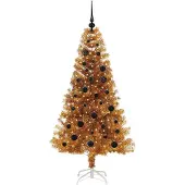 vidaXL Árbol de Navidad dorado, 150 cm, material PET