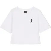 Armani Exchange para mujer. XW002956AF10356U0002 Camiseta cropped cuello pico blanca (XXL), Blanco, Casual, Algodón, Manga corta, A|X Ar