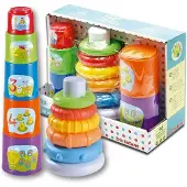 Tachan Juego De Pirámide + Cubos Apilables 2 En 1