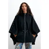 Desigual , Poncho Cordones Piercing, Mujer, Poliester, Negro, U