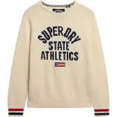 Superdry Jersey 'Slouchy Intarsia' gris oscuro / blanco lana