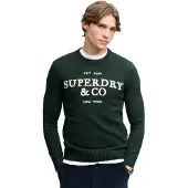 Superdry para hombre. M6110788A Jersey Applique verde (M), Casual, Algodón, outlet 2026.