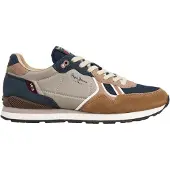 Pepe Jeans para hombre. PMS400048 Zapatillas Brit Boost marrón (44), Tela, Plano, Cordones, Casual, outlet 2026.