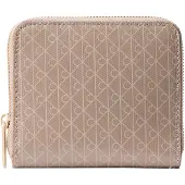 Calvin Klein Cartera 'Coated Emblem Print Zip-around' beige / negro