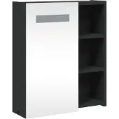 Syfax Mueble de baño con espejo y luz LED negro 45x13x52 cm