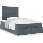 Syfax Estructura de cama otomana colchones terciopelo gris oscuro