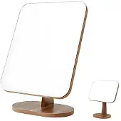 Merkloos Espejo de maquillaje de madera con soporte