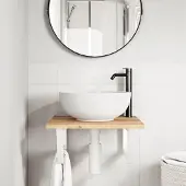 Merkloos Lavabo de acero con encimera de madera de acacia